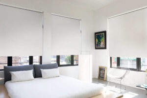 roller blind blackout elemental in bedroom window