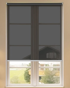 roller blind screen charcoal on window