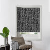 roller blind designer print on bedroom window colour black tulip