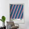 roller blind designer print on bedroom window colour blue ivy