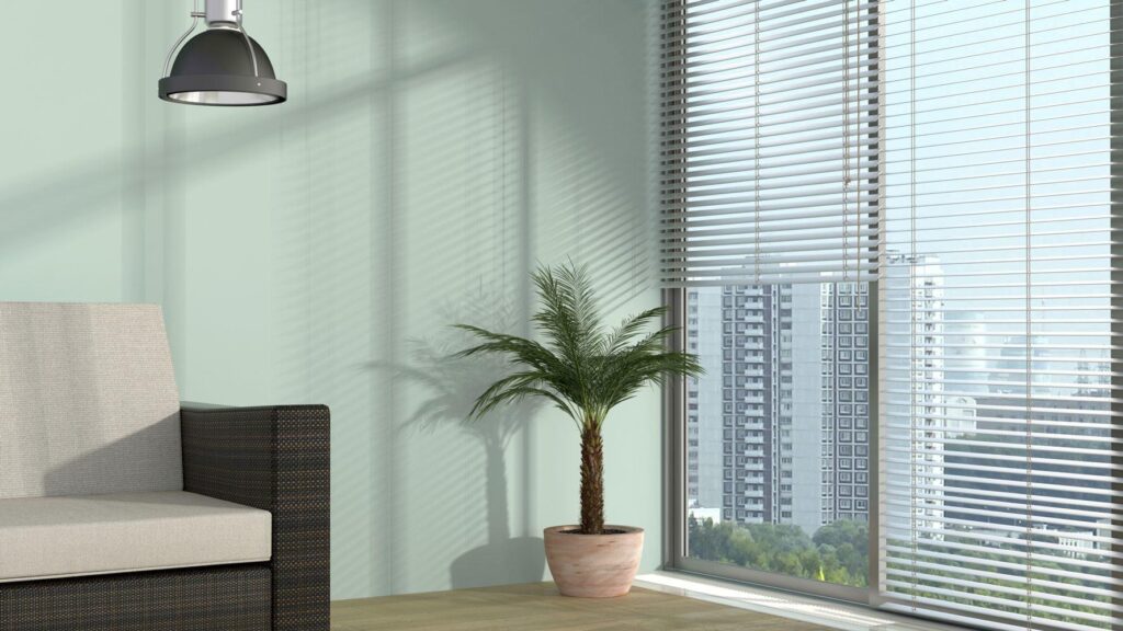 venetian blind in home office