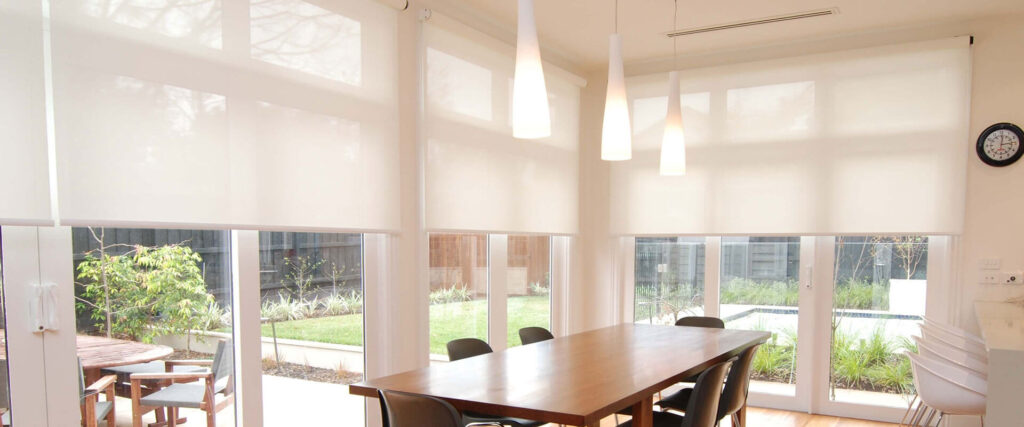 roller blinds sunscreen in dining area