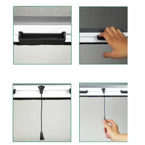 handle details with man hand holding the screen moving rail
