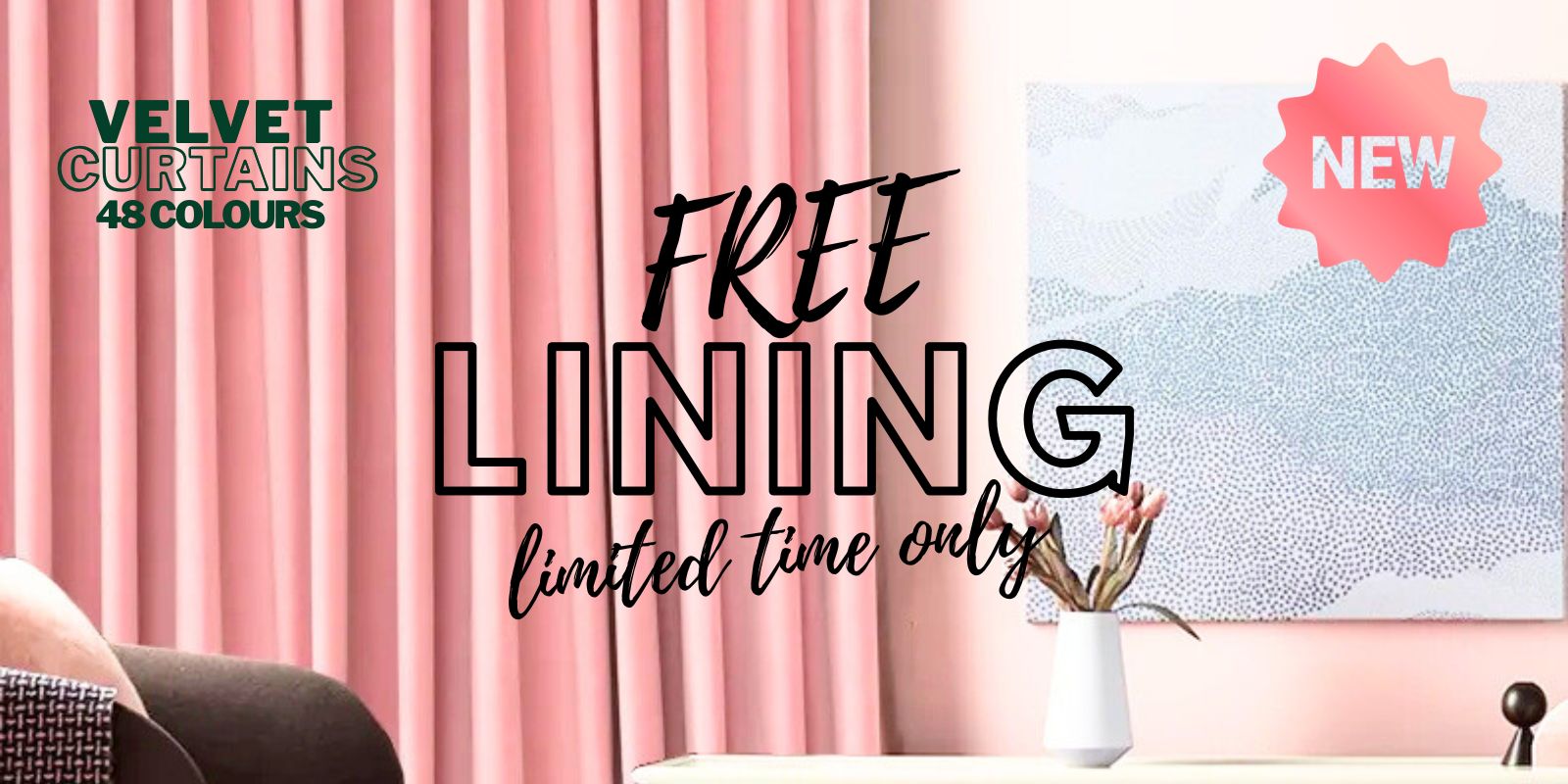 velvet curtains in colour pink half open in living room