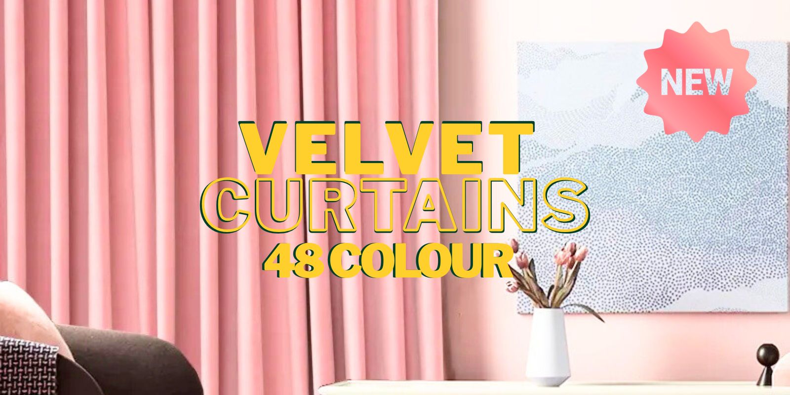 pink velvet curtains in living room setting half open